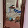 Izuzetno veliko staro drveno ogledalo sa mesing detaljima