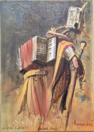 Goran Mitrovic - ulje kombinovana - 50x42cm -Harmonikas - Image 3