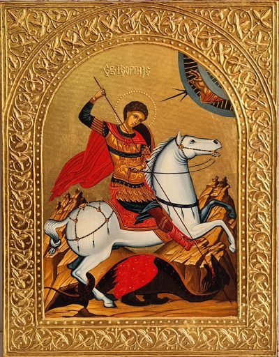 Sv. Djordje-Ikona 45x35cm-24K pozlata-Ljiljana Milinkovic