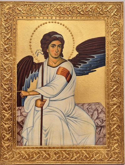 Beli Andjeo-Ikona 45x35cm-24K pozlata-Ljiljana Milinkovic 