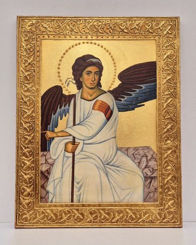 Beli Andjeo-Ikona 45x35cm-24K pozlata-Ljiljana Milinkovic  - Image 5
