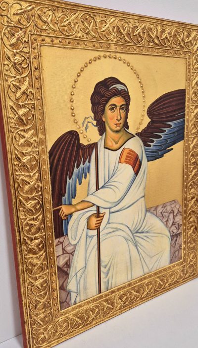 Beli Andjeo-Ikona 45x35cm-24K pozlata-Ljiljana Milinkovic  - Image 4