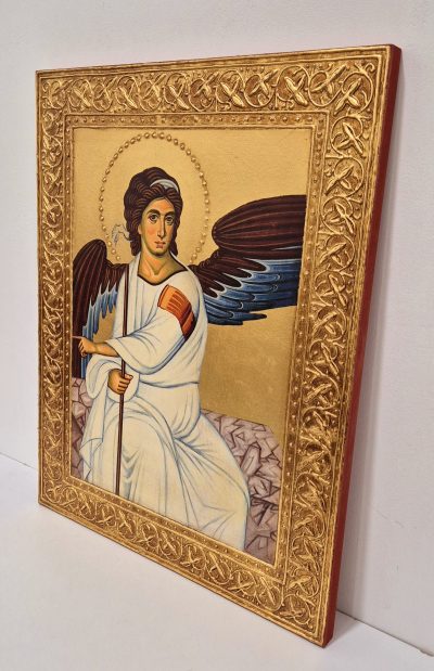 Beli Andjeo-Ikona 45x35cm-24K pozlata-Ljiljana Milinkovic  - Image 2