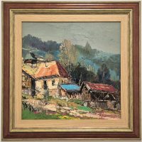 Djordje Stanic - ulje na lesonitu  60x60cm - Seoski motiv