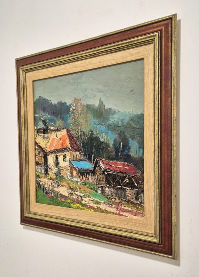 Djordje Stanic - ulje na lesonitu  60x60cm - Seoski motiv - Image 3