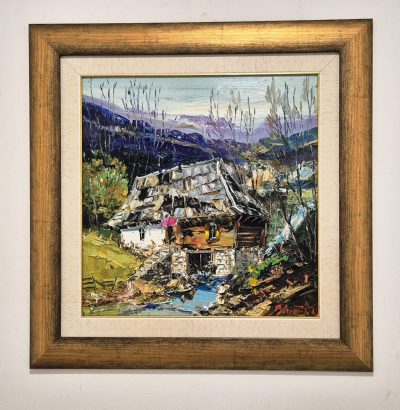 Djordje Stanic - ulje na lesonitu  62x62cm - Stara vodenica - Image 2