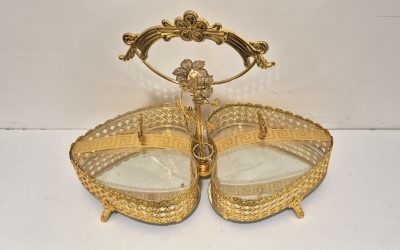 Izuzetna velika vintage pozlacena posuda za bombone - Image 2