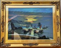 Vrhunska stara slika - ulje na platnu-95x75cm- Brodovi 2