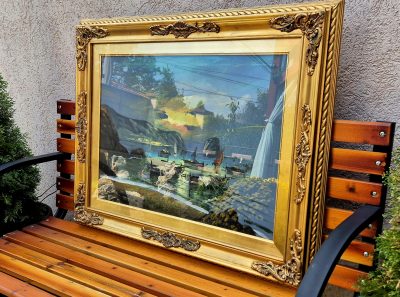 Vrhunska stara slika - ulje na platnu-95x75cm- Brodovi 2 - Image 4