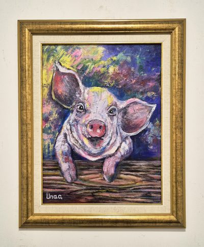 Dragan Mladenovic Unac -ulje na lesonitu-53x43- Prase - Image 2