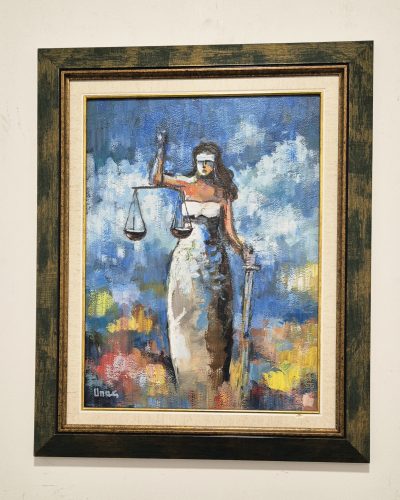 Dragan Mladenovic Unac -ulje na lesonitu-53x43- Justicija Boginja prevde 2 - Image 2