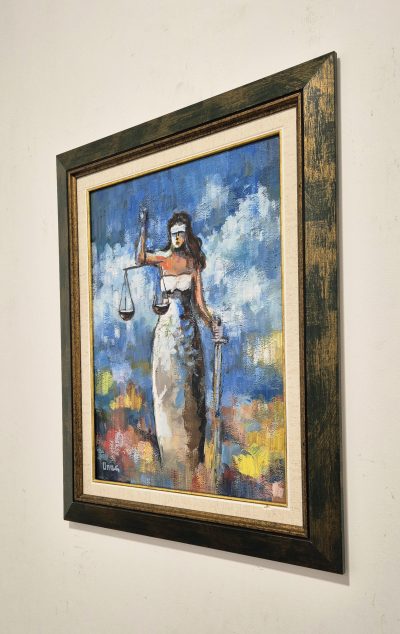 Dragan Mladenovic Unac -ulje na lesonitu-53x43- Justicija Boginja prevde 2 - Image 3