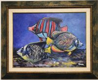 Dragan Mladenovic Unac -ulje na lesonitu-53x43- Ribe