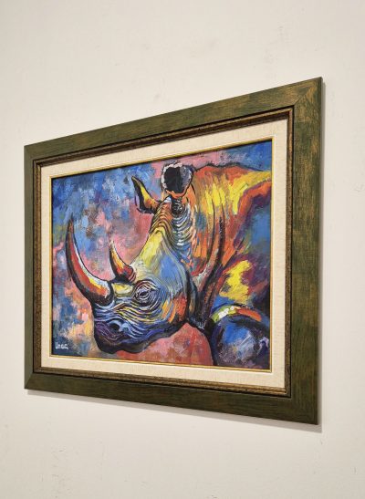 Dragan Mladenovic Unac -ulje na lesonitu-53x43- Nosorog - Image 3