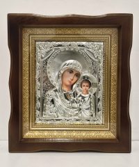 Prelepa srebrna reljefna Ruska Ikona - Bogorodica 