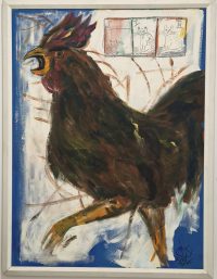 Apstraktni Pevac - prelepo ulje na lesonitu 107x82cm iz 1997god.