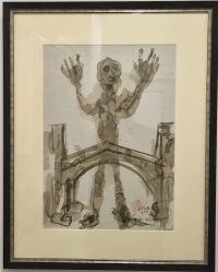 Pedja Milosavljevic -lavirani tus - 60x48cm - 1968 god. VRHUNSKA!